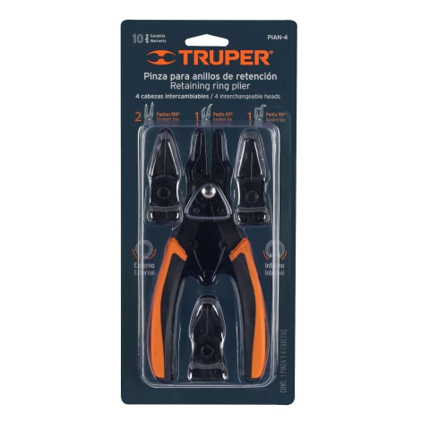 Pinza para anillos de retención 6" 4 cabezas intercambiables - comprar en línea