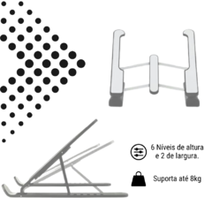 Suporte para Notebook Retrátil e Dobrável com 6 Níveis de Inclinação - comprar online