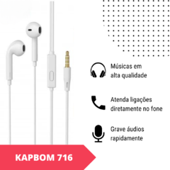 Fone de Ouvido com Microfone P2 3.5mm Kapbom - KA-716 - comprar online