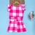 Conjunto Short Saia Bia Xadrez Rosa