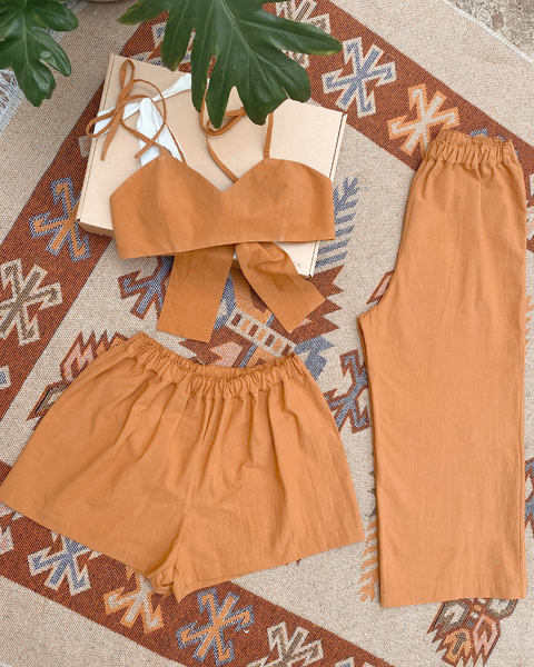 SET KANOMI 3 piezas| Top + Short + Pantalón