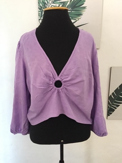 BLUSA CROPPED MANGA AMPLA LILÁS - TAMANHO GG