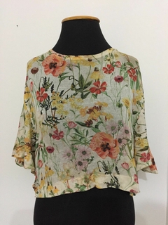 BLUSA CROPPED FLORAL ESPAÇO FASHION - TAMANHO G