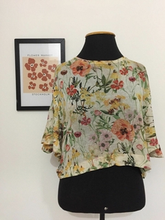 BLUSA CROPPED FLORAL ESPAÇO FASHION - TAMANHO G - comprar online