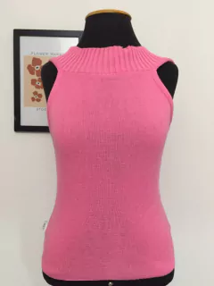 BLUSA TRICOT ROSA SEM MANGA MERCATTO - TAMANHO ÚNICO