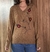 Blusa Tricot Marrom Flor