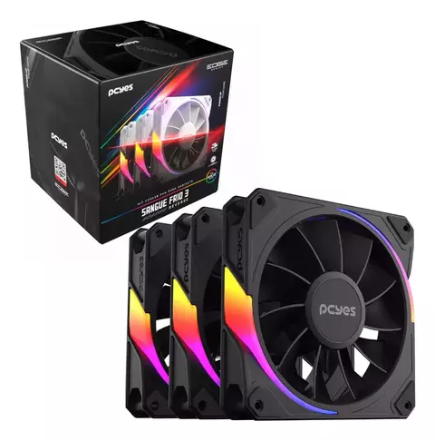 KIT COOLER FAN PARA GABINETE SANGUE FRIO 3 - ARGB - BLACK VULCAN - REVERSE PCYES - comprar online