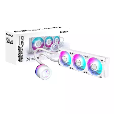 Water Cooler Gigabyte Aorus 360 ICE, RGB, 360mm, AMD/Intel, com Display LCD, Branco - GP-AORUS WATERFORCE X II 360 ICE