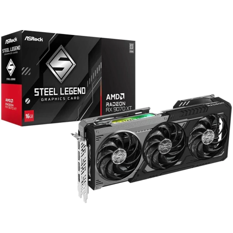 PLACA DE VIDEO GPU ASROCK AMD RADEON RX 9070 XT STEEL LEGEND DARK 16GB 256BITS 90-GA5VZZ-00UANF - comprar online