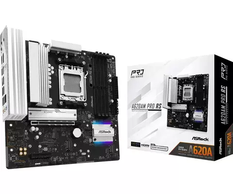 PLACA MAE ASROCK AM5 A620AM PRO RS M-ATX 4XDDR5 256GB 4XUSB2.0 3XUSB3.2 1XUSB3.2 TIPO-C HDMI/DP REDE GIGA 3XM.2 NVME - comprar online
