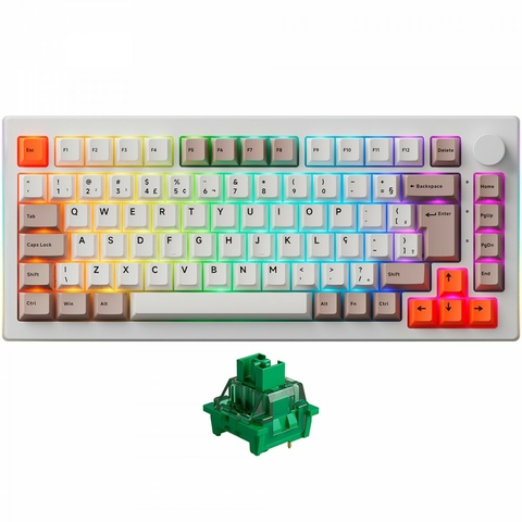 TECLADO AKKO STEAM ENGINE 5075S - BRANCO - SWITCH V3 PRO MATCHA GREEN - comprar online