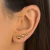 Brinco Feminino Trio Corações Lisos Amoeto Banhado a Ouro 18k