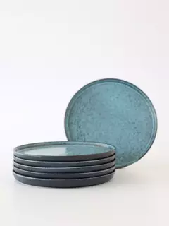 Plato Postre Stoneware Night Sky Azul 21.5 Cm - Romi Amoblamientos