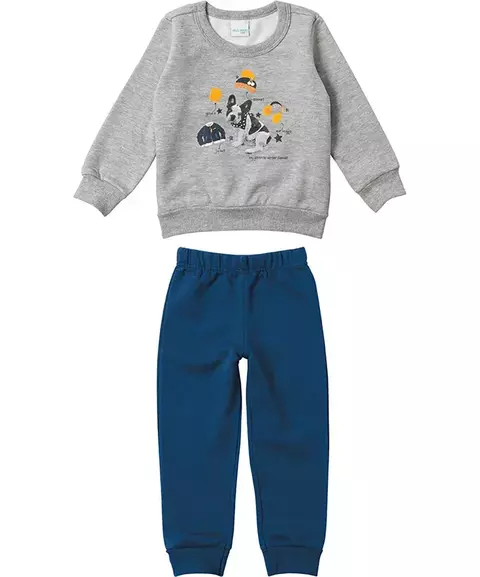 CONJUNTO INFANTIL MENINA BLUSÃO E CALÇA MOLETOM CACHORRINHO