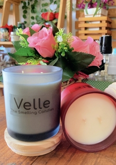 Vela Perfumada 180g Pote Vidro com Tampa Madeira - Velle Store Casa Perfumada