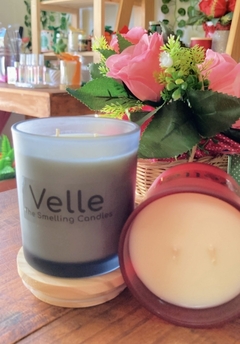 Vela Perfumada 180g Pote Vidro com Tampa Madeira - loja online