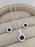 Conjunto redondo zircônia azul Prata 925