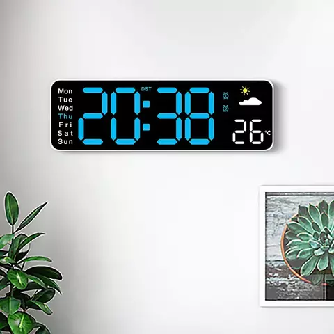 Reloj Digital De Pared Con Clima, Alarma Y Calendario