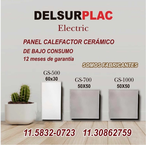Panel Calefactor Cerámico Bajo Consumo Delsurplac Gs-1000