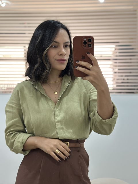 Camisa de Linho Verde Oliva - comprar online