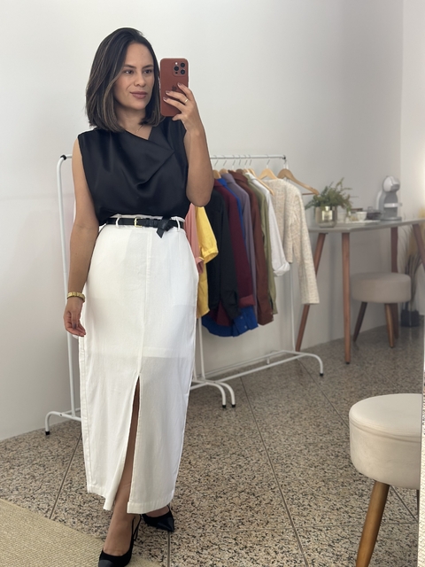 Saia Midi Off-White - comprar online