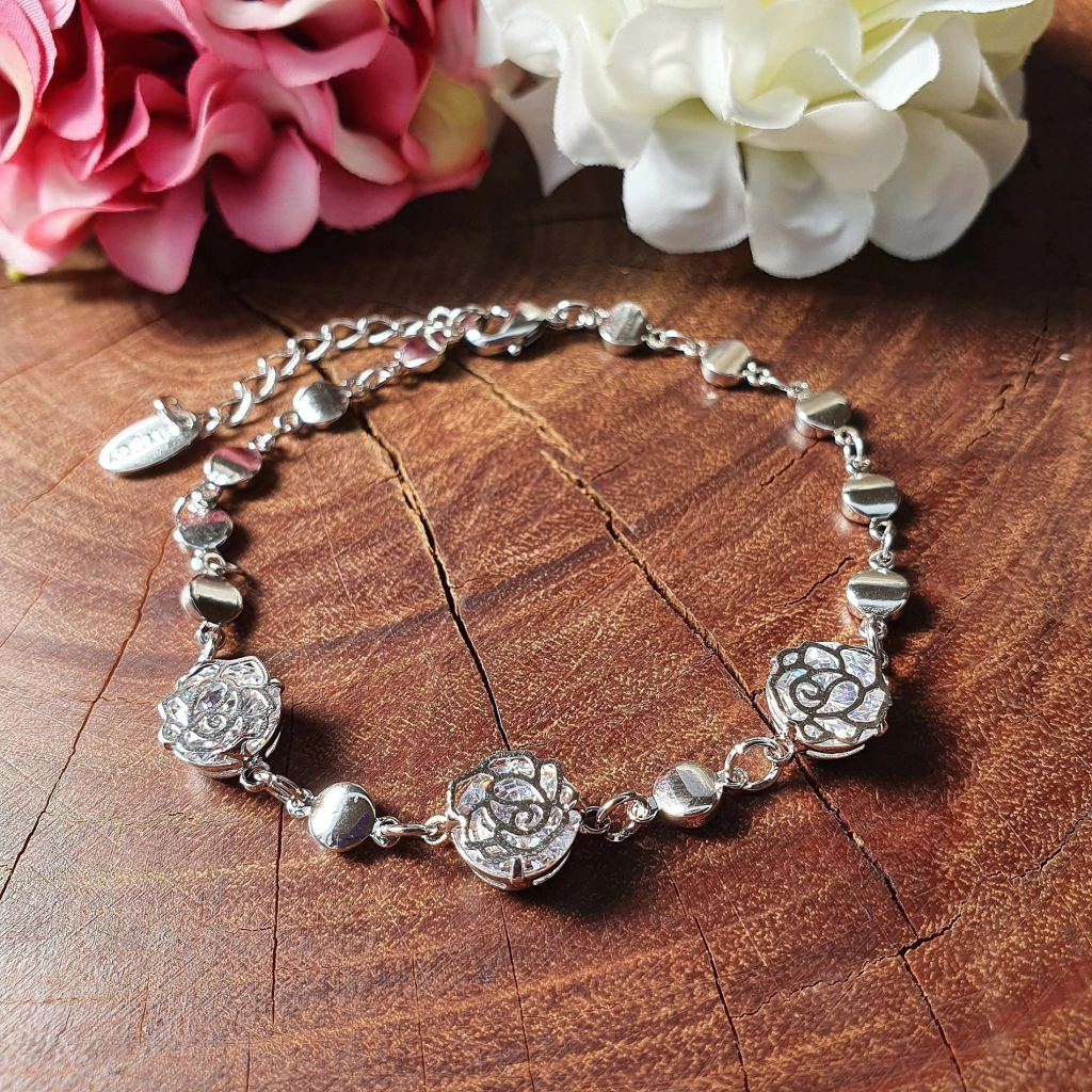 Pulseira Elos de Flor com Zirconia TR403