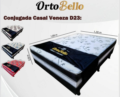 Cama Box casal Veneza d23 (Preta)- Ortobello