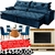 Mesa Luna de jantar 4 cadeiras – Imbuia com Assento Azul – 90X90