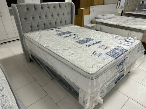 Cabeceira Casal Dubai + Base casal + Colchao Freedom D33 Molas ensacadas