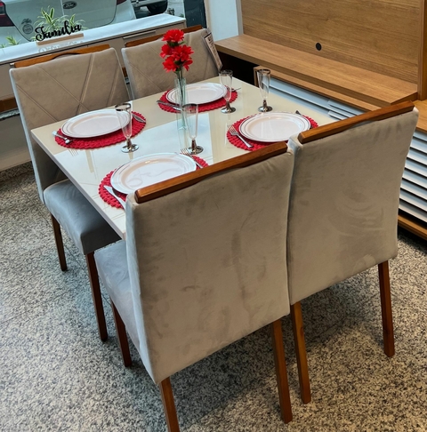 Conjunto de Mesa Los Angeles 90×90 tampo off com 4 cadeira Califórnia