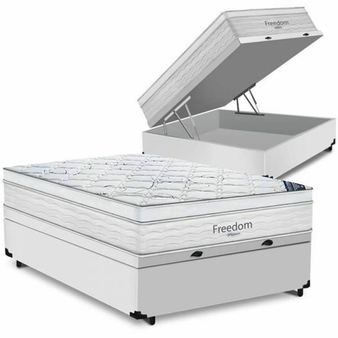 Cama Box Com Baú Casal + Colchão De Molas Ensacadas – Ortobom – Freedom 138cm