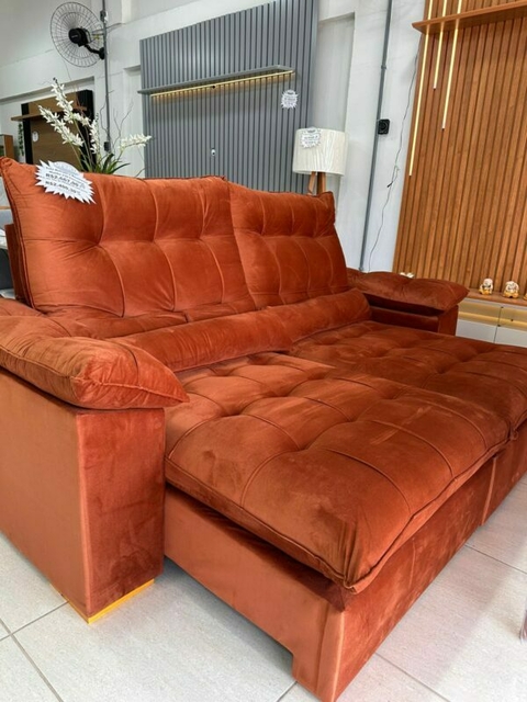 Sofá Retrátil e Reclinável Malibu 230 Ferrugem – VIVAZ ESTOFADOS