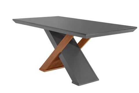 Mesa Imperatriz 180 Tmp MDF. Vidro Grafite.Imbuia Rufato