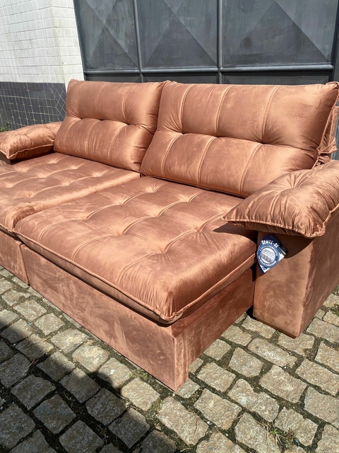 Sofá 4 Lugares Retrátil e Reclinável 290cm – Caramelo