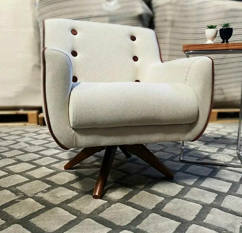 Poltrona Giratória em linho