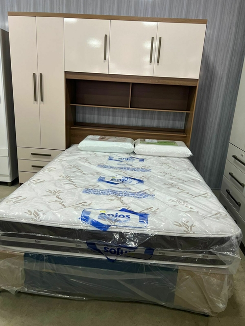 Guarda Roupa Casal com 5 Portas + Cama casal Anjos de molas superlastic