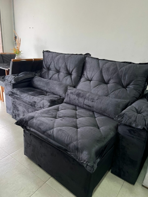 Sofá Retrátil e Reclinável Ouro Preto 2,30m- Cor Preto