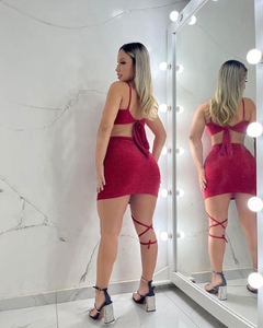 Vestido lurex amarração na internet