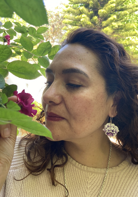 Aros Rosa Blanco y morado gancho de plata 925