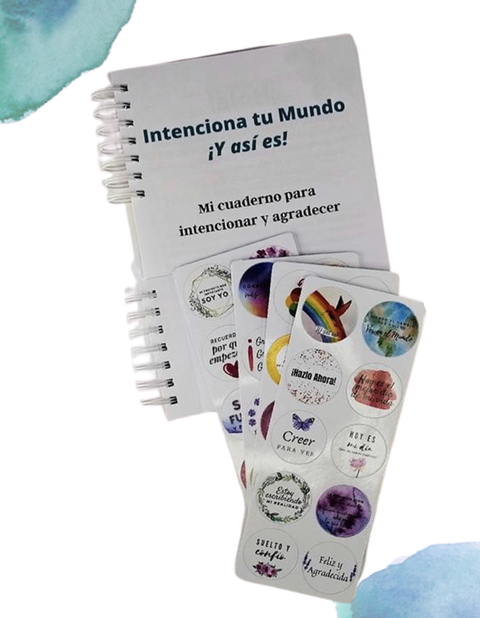 Cuaderno de intenciones y gratitud grande con stickers