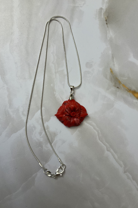 Collar rosa rosa plata 925