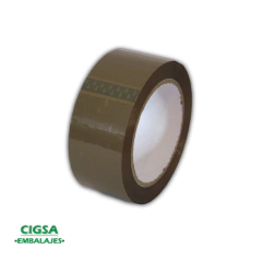 Cinta de embalar marrón de 48 mm x 100 mts, ideal para empaquetar y sellar cajas.