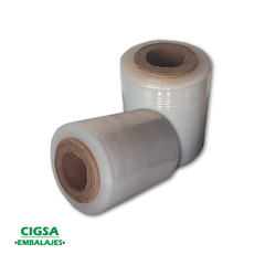 Rollos de film stretch virgen de 10 cm, ideal para un embalaje seguro.