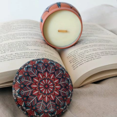 Vela aromática 120g - Lata Mandala verde petróleo – Capim-limão na internet