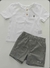 CONJUNTO BATA EM LINHO LEVE E BERMUDA EM SARJA ECO LINHO LISTRADO / BRANCO /