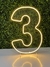 Número 3 Quente ou Frio 50cm Painel, Neon Led, Decoração