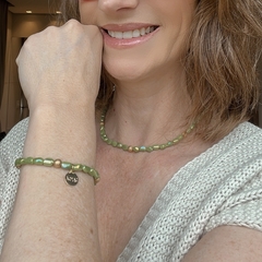 Conjunto Colar e Pulseira Cristal Verde