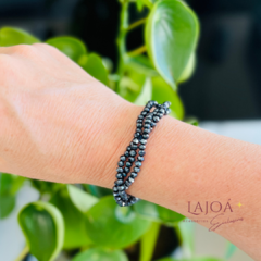 Pulseira Torsade Tripla com cristais.