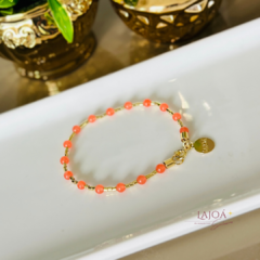 Pulseira Ágata Coral Banho Ouro - comprar online