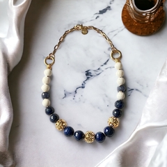 Colar Lápis Lazuli e Quartzo